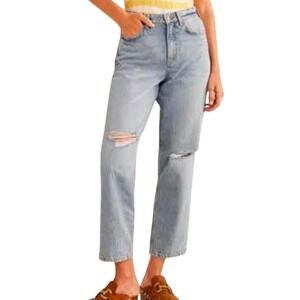 Boden Mid Rise Loose Distressed Ripped Light Wash Denim Jeans Size W31 L32 R0324